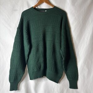Vtg United States Sweaters Brand Men's L Green Pullover Textured Sweater